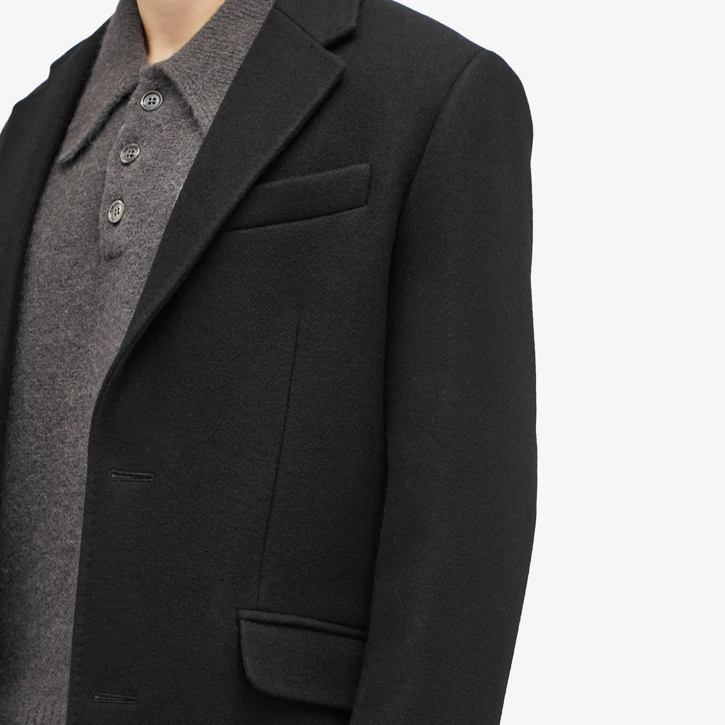 AMI Paris Men's Two Button Overcoat Black